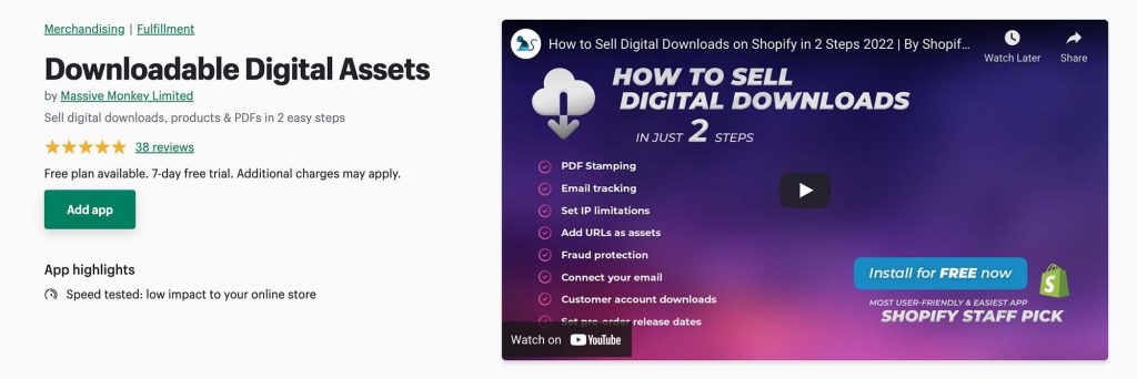 downloadable digital assets shopify app