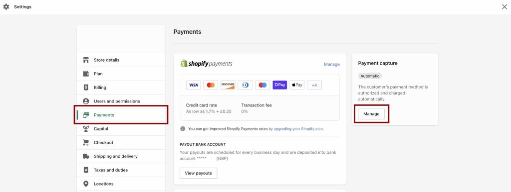 payments section